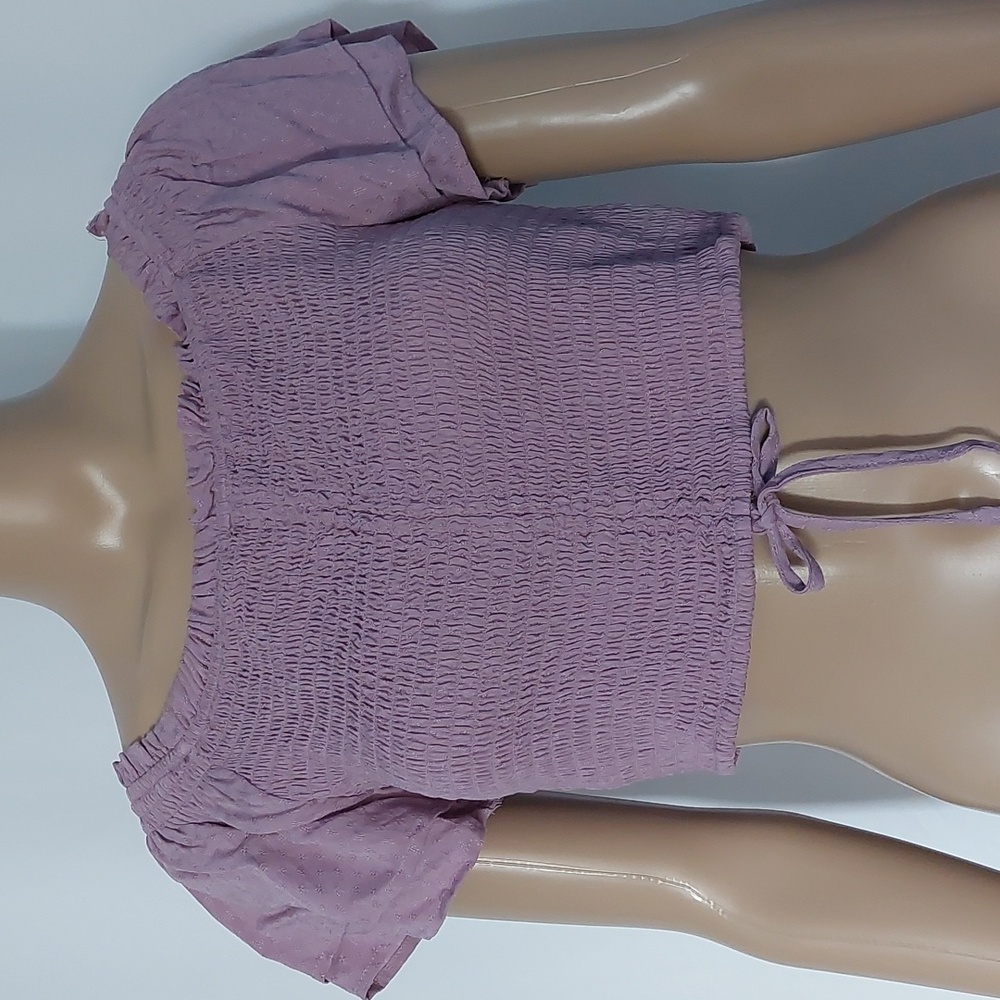 Love‎ tree purple cinch front smoked crop top Juniors size L